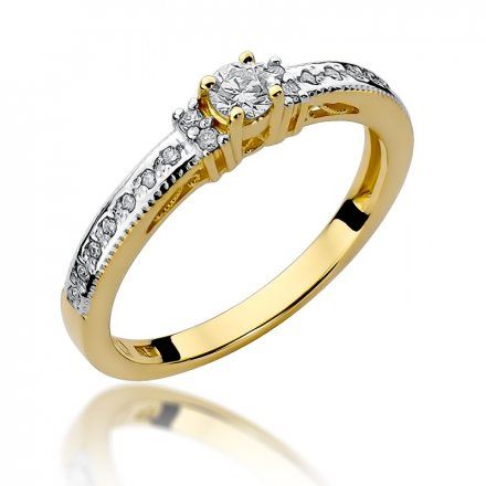 Biżuteria SAXO 14K Pierścionek z brylantami 0,24ct W-201 Złoty