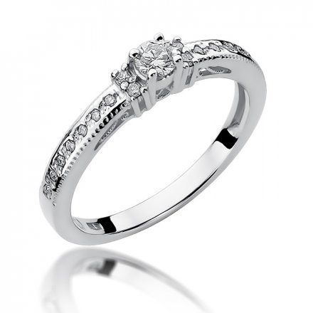 Biżuteria SAXO 14K Pierścionek z brylantami 0,24ct W-201 Białe Złoto