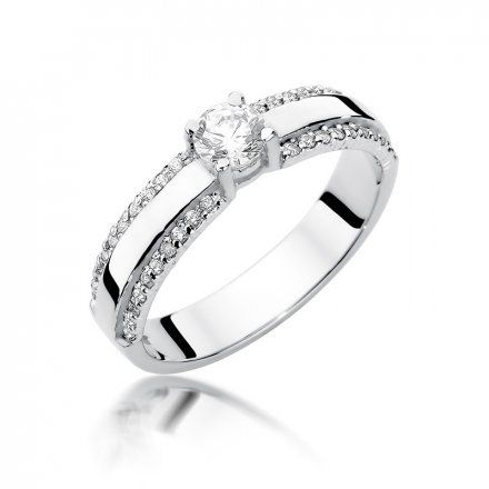 Biżuteria SAXO 14K Pierścionek z brylantami 0,45ct W-356 Białe Złoto