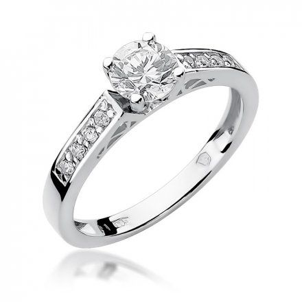 Biżuteria SAXO 14K Pierścionek z brylantami 0,42ct W-198 Białe Złoto