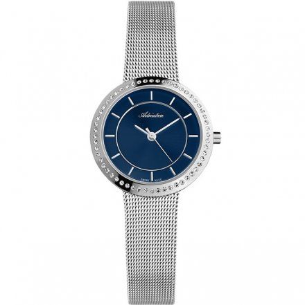 Srebrny zegarek damski szwajcarski Adriatica z granatową tarczą A3645.5115QZ