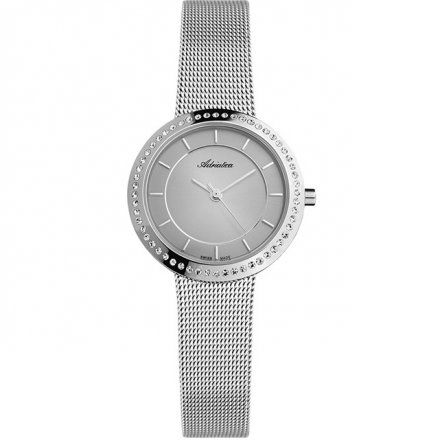 Srebrny szwajcarski zegarek damski Adriatica z kryształkami i bransoletką A3645.5117QZ