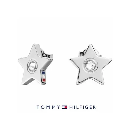 Srebrne kolczyki Tommy Hilfiger gwiazdki z kryształami 2700842