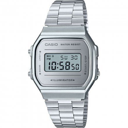 Srebrny zegarek Casio Vintage z bransoletką A168WEM-7EF w stylu Retro