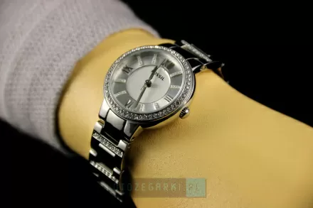 Srebrny zegarek damski Fossil Virginia z kryształkami ES3282 