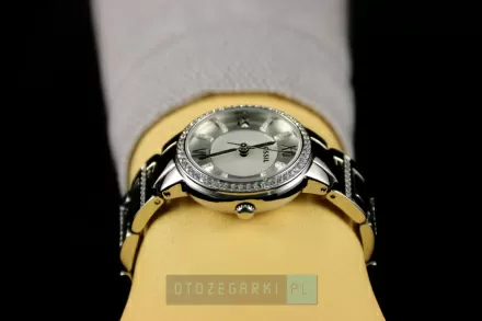 Srebrny zegarek damski Fossil Virginia z kryształkami ES3282 