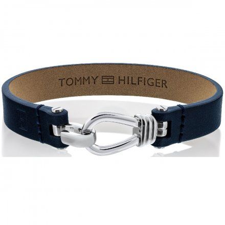 Granatowa męska skórzana bransoleta Tommy Hilfiger logowana 2701055