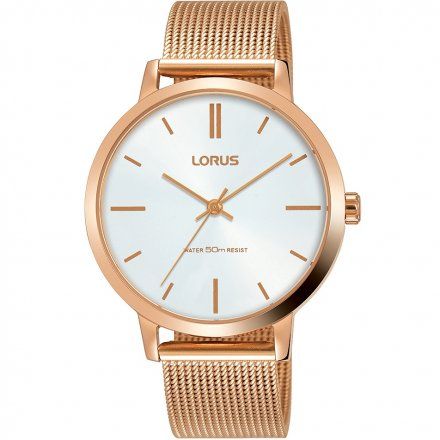 Modny damski zegarek Lorus z różowozłotą bransoletką mesh RG262NX9