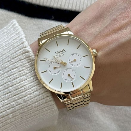 Modny damski zegarek Lorus ze złotą bransoletką RP612DX9