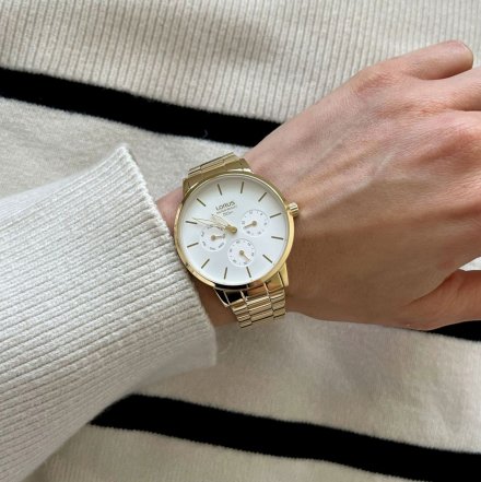 Modny damski zegarek Lorus ze złotą bransoletką RP612DX9