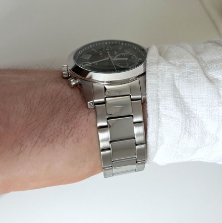 Srebrny zegarek męski Guess Atlas z bransoletką W0668G3