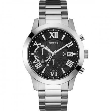 Srebrny zegarek męski Guess Atlas z bransoletką W0668G3