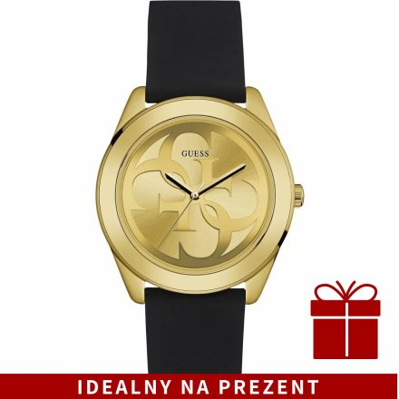 Złoty zegarek Guess G Twist z czarnym paskiem W0911L3