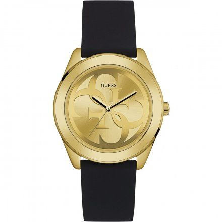 Złoty zegarek Guess G Twist z czarnym paskiem W0911L3