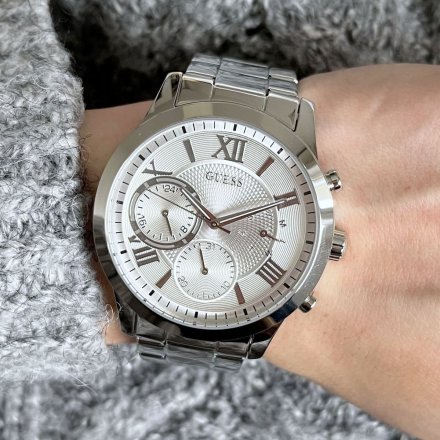 Srebrny zegarek damski Guess Solar z bransoletką W1070L1 