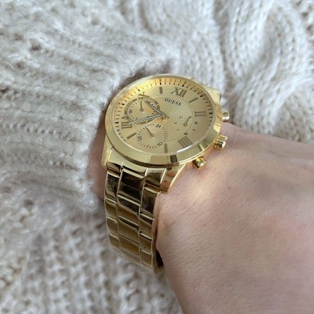 Złoty zegarek Guess Solar z bransoletką W1070L2