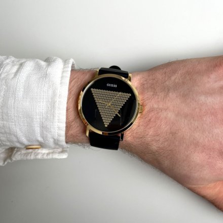 Czarno-złoty zegarek  Guess Imprint z czarnym paskiem W1161G1
