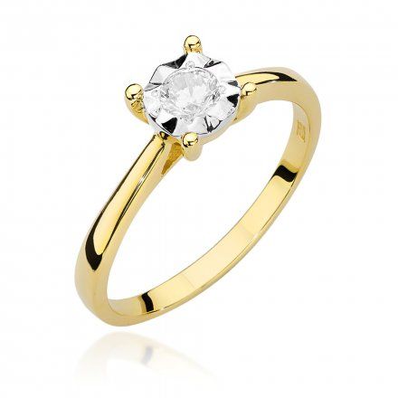 Biżuteria SAXO 14K Pierścionek z brylantem 0,20ct W-447 Złoty