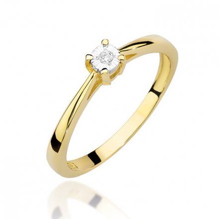 Biżuteria SAXO 14K Pierścionek z brylantem 0,03ct W-462 Złoty