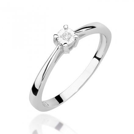 Biżuteria SAXO 14K Pierścionek z brylantem 0,03ct W-462 Białe Złoto