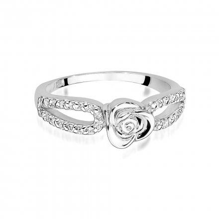 Biżuteria SAXO 14K Pierścionek z brylantami 0,16ct W-473 Białe Złoto