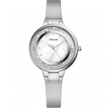 Srebrny szwajcarski zegarek damski Adriatica z kryształami A3720.514FQZ 