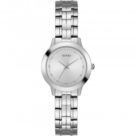 Srebrny zegarek damski Guess Chelsea z bransoletką W0989L1