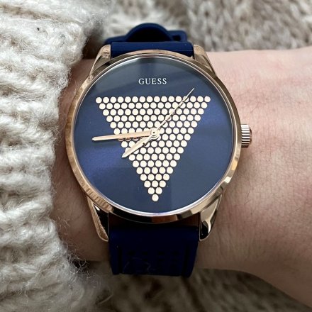 Granatowy zegarek damski Guess  Mini Imprint z różowym złotem W1227L3