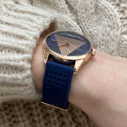 Granatowy zegarek damski Guess  Mini Imprint z różowym złotem W1227L3
