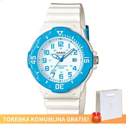 Biały zegarek Casio Sport błękitne cyfry LRW-200H-2BVEF + TOREBKA KOMUNIJNA