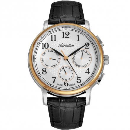 Zegarek Męski Adriatica na pasku A8256.2223QF - Multifunction Swiss Made XL