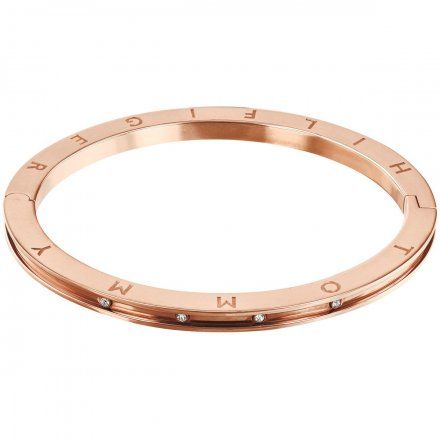Różowozłota oryginalna bransoletka Tommy Hilfiger damska logowana z kryształami 2780204