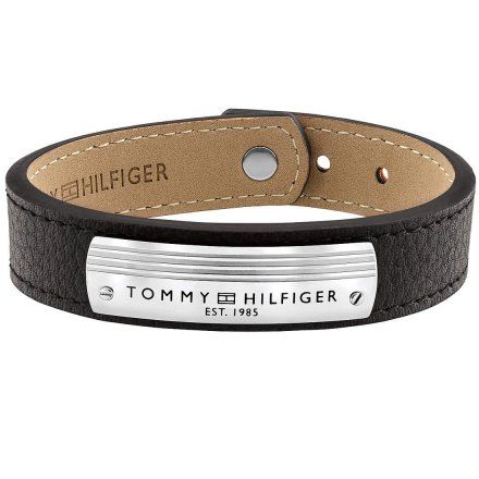 Czarna szeroka skórzana bransoletka męska Tommy Hilfiger 2790179