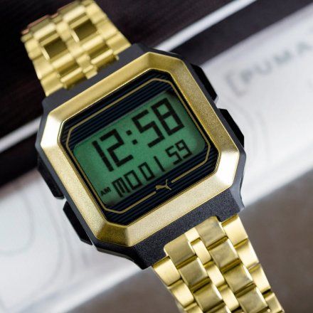 Złoty zegarek sportowy cyfrowy Puma Remix P5016