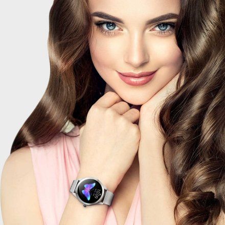 Srebrny smartwatch damski Rubicon RNBE37 SMARUB009
