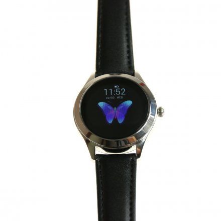 Srebrny smartwatch damski Rubicon z czarnym paskiem RNAE36 SMARUB007