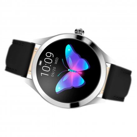 Srebrny smartwatch damski Rubicon z czarnym paskiem RNAE36 SMARUB007