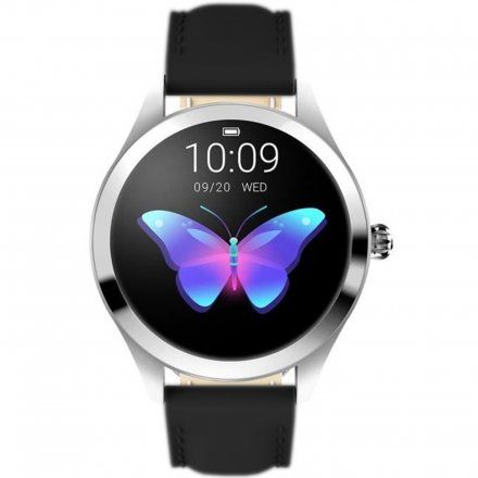 Srebrny smartwatch damski Rubicon z czarnym paskiem RNAE36 SMARUB007
