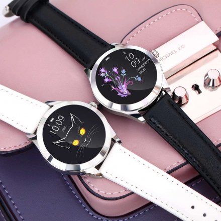 Srebrny smartwatch damski Rubicon z czarnym paskiem RNAE36 SMARUB007