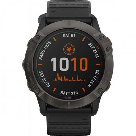 Zegarek Garmin Fenix 6X PRO Solar Tytan z czarnym paskiem 010-02157-21