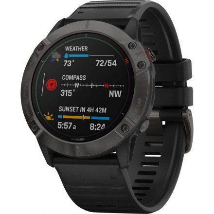 Zegarek Garmin Fenix 6X PRO Solar Tytan z czarnym paskiem 010-02157-21