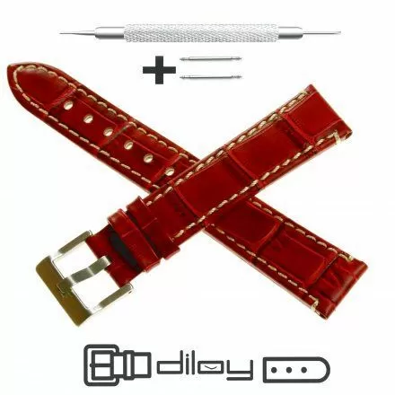 Pasek DILOY Superior 361.24.04 Skórzany Mahoń 24 mm - GRATIS dwa teleskopy i narzędzie