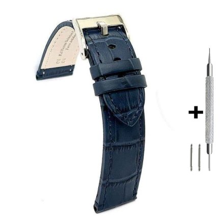 Pasek DILOY Superior 361.18.05 Skórzany Granatowy 18 mm - GRATIS dwa teleskopy i narzędzie