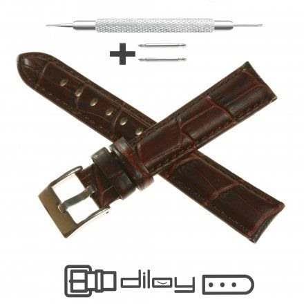 Pasek DILOY Superior 368.18.02 Skórzany Brązowy 18 mm - GRATIS dwa teleskopy i narzędzie