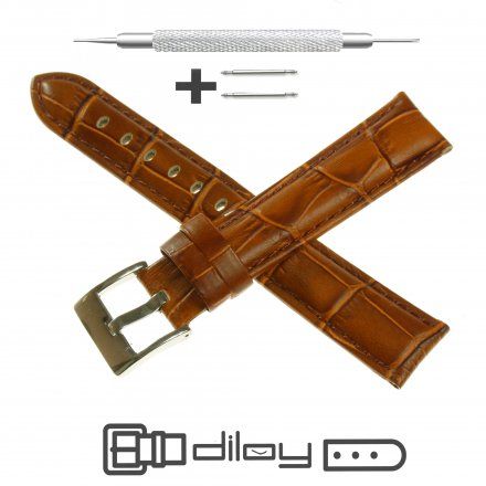 Pasek DILOY Superior 368.18.03 Skórzany Brązowy 18 mm - GRATIS dwa teleskopy i narzędzie
