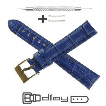 Pasek DILOY Superior 368.20.05 Skórzany Granatowy 20 mm - GRATIS dwa teleskopy i narzędzie