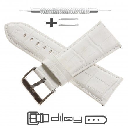 Pasek DILOY Superior 368.20.22 Skórzany Biały 20 mm - GRATIS dwa teleskopy i narzędzie