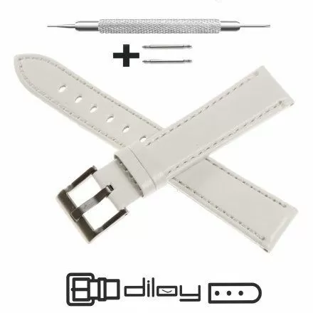 Pasek DILOY Fashion 373.16.22 Skórzany Biały 16 mm - GRATIS dwa teleskopy i narzędzie