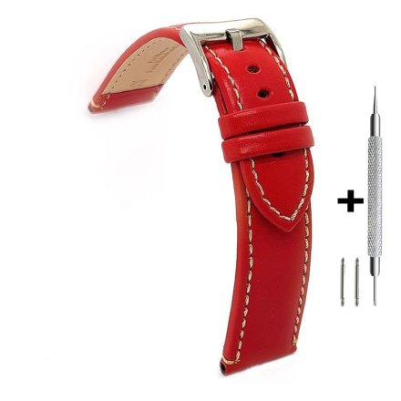 Pasek DILOY Fashion 373.18.06 Skórzany Czerwony 18 mm - GRATIS dwa teleskopy i narzędzie