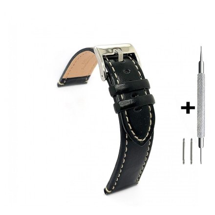 Pasek DILOY Fashion 373.20.01 Skórzany Czarny 20 mm - GRATIS dwa teleskopy i narzędzie